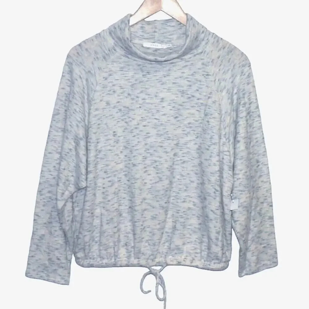 NEW Lush Women’s Size Small Drawstring Speckle Blue Hem Pullover